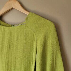 Lela Rose lime green bubble sleeve blouse top